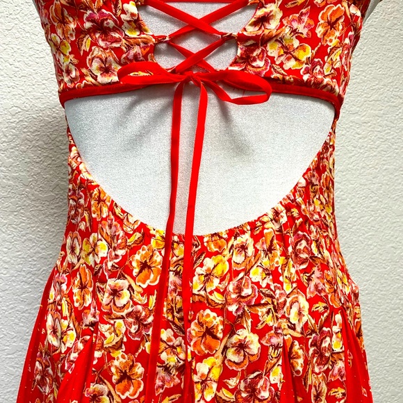 Free People Strawberry Combo Mini summer Dress, NWT, floral print, XS, open back - Picture 12 of 16